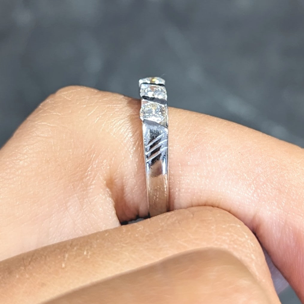 Mid-Century 0.72 CTW Diamond 18 Karat White Gold Twist Vintage Band Ring Wilson's Estate Jewelry