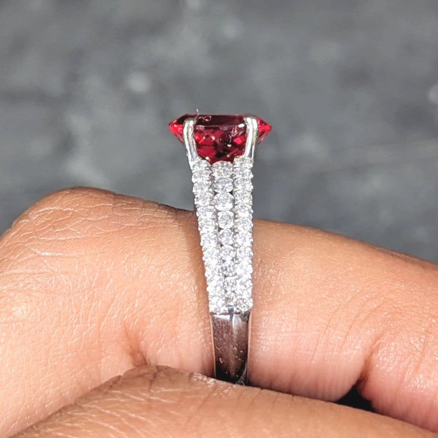 Contemporary 2.85 CTW Spinel Diamond 14 Karat White Gold Scroll Ring Wilson's Estate Jewelry