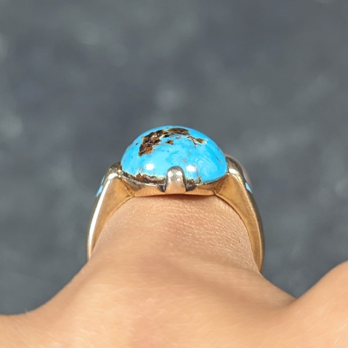 Felger Inc. Art Deco Turquoise Enamel 14 Karat Yellow Gold Antique Ring Wilson's Estate Jewelry