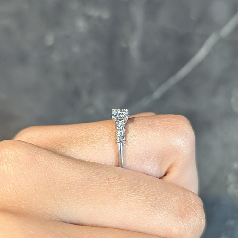 Mid-Century 0.55 CTW Diamond Platinum Five Stone Vintage Engagement Ring
