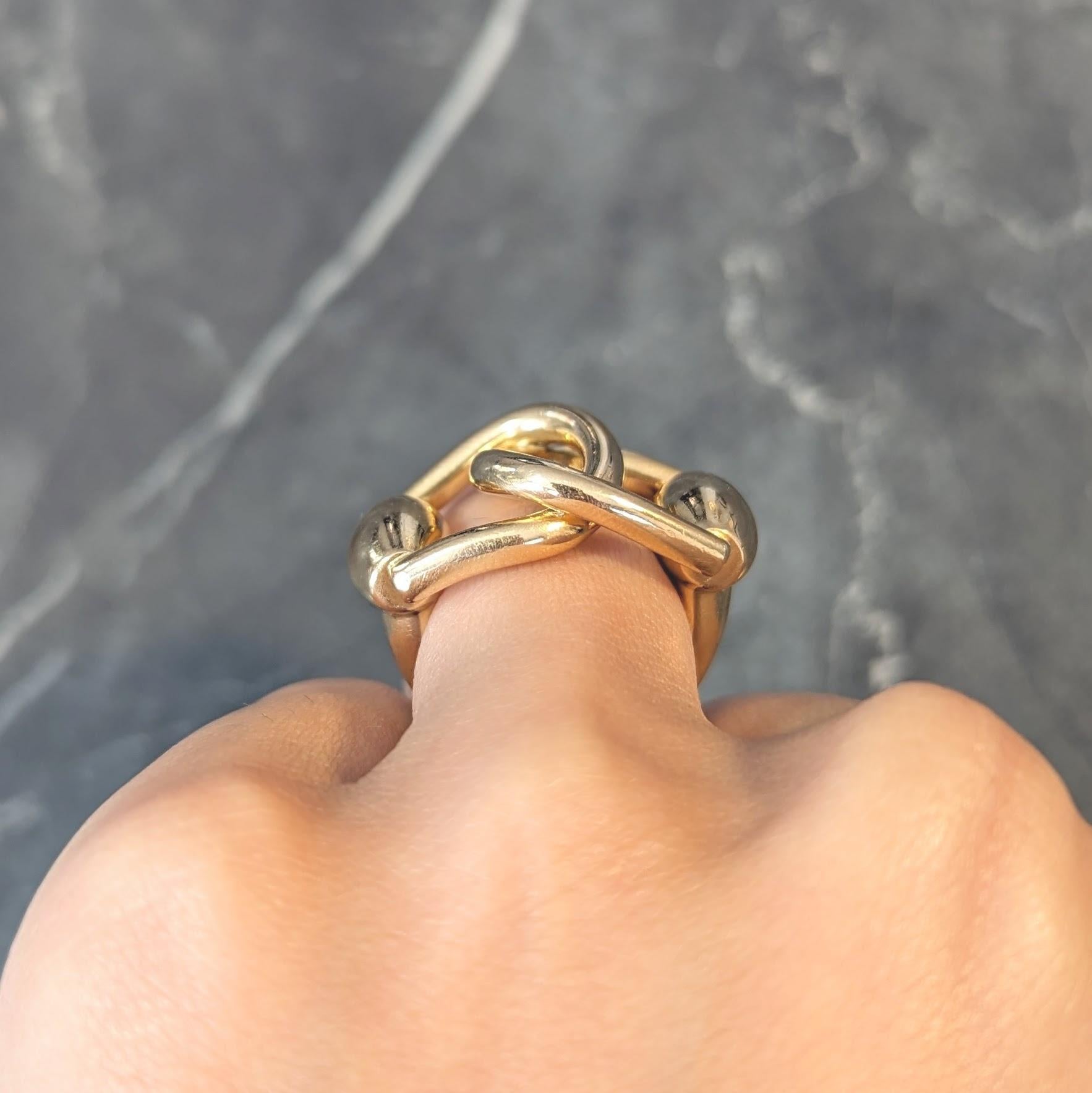 Gucci 2000's 18 Karat Yellow Gold Vintage Horsebit Interlocking Ring