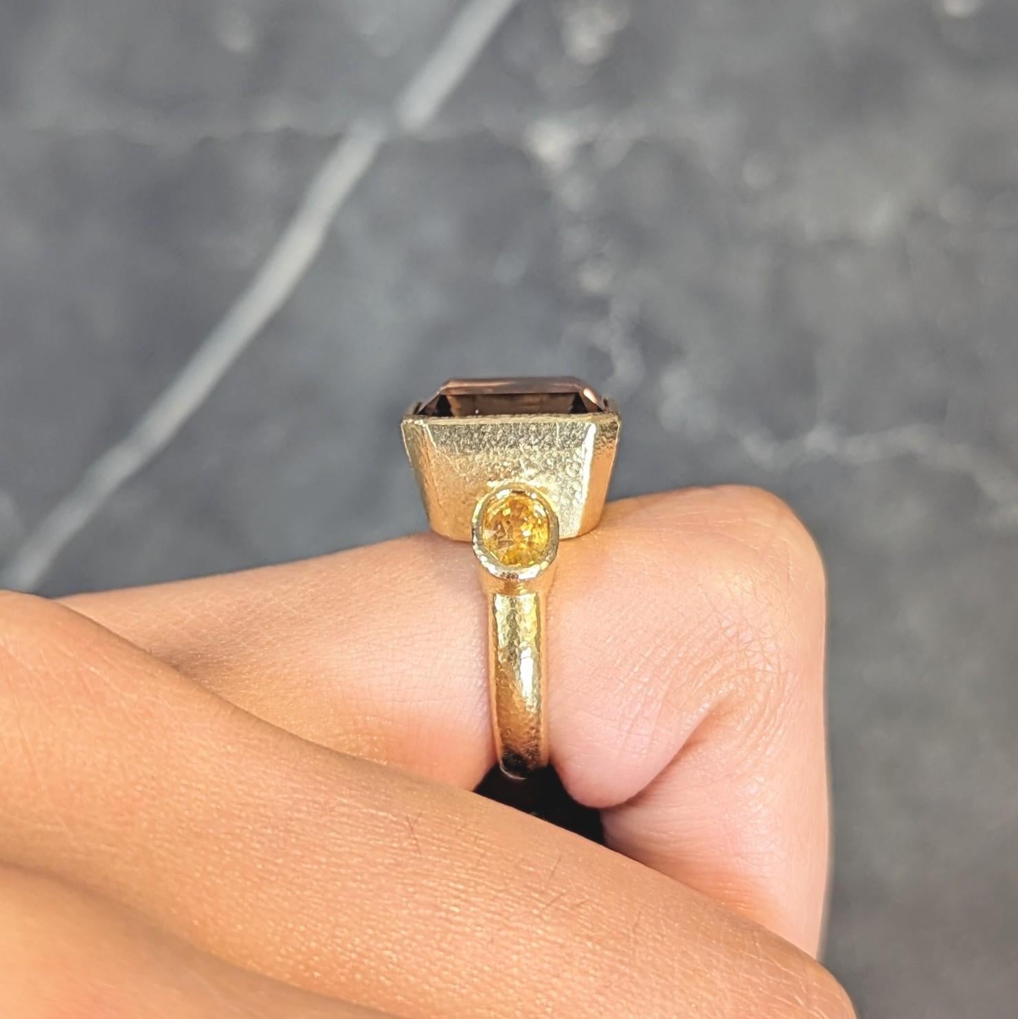 Elizabeth Locke Tourmaline Yellow Sapphire 18 Karat Gold Gemstone Cocktail Ring