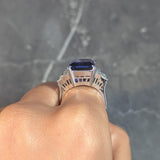 Contemporary 17.90 CTW Tanzanite Diamond Platinum Stepped Cocktail Ring