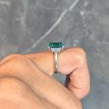 1980's 3.51 CTW Colombian Emerald Diamond Platinum 18K  White Gold Ring AGL