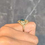 Arts & Crafts 1.67 CTW Emerald Diamond 18 Karat Yellow Gold Antique Scroll Ring