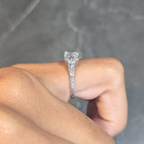 Art Deco 1.09 CTW Diamond Platinum Scroll Engraved Vintage Engagement Ring GIA