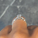 Mid-Century 0.55 CTW Transitional Cut Diamond Platinum Vintage Engagement Ring