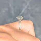 Vintage 2.58 CTW Oval Diamond Platinum 18K Gold Solitaire Engagement Ring GIA