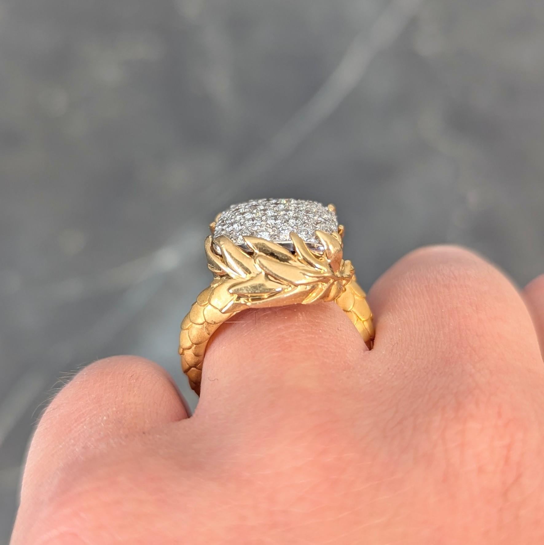 Carrera y Carrera 1.25 CTW Diamond 18 Karat Two-Tone Gold Pavé Dragon Ring