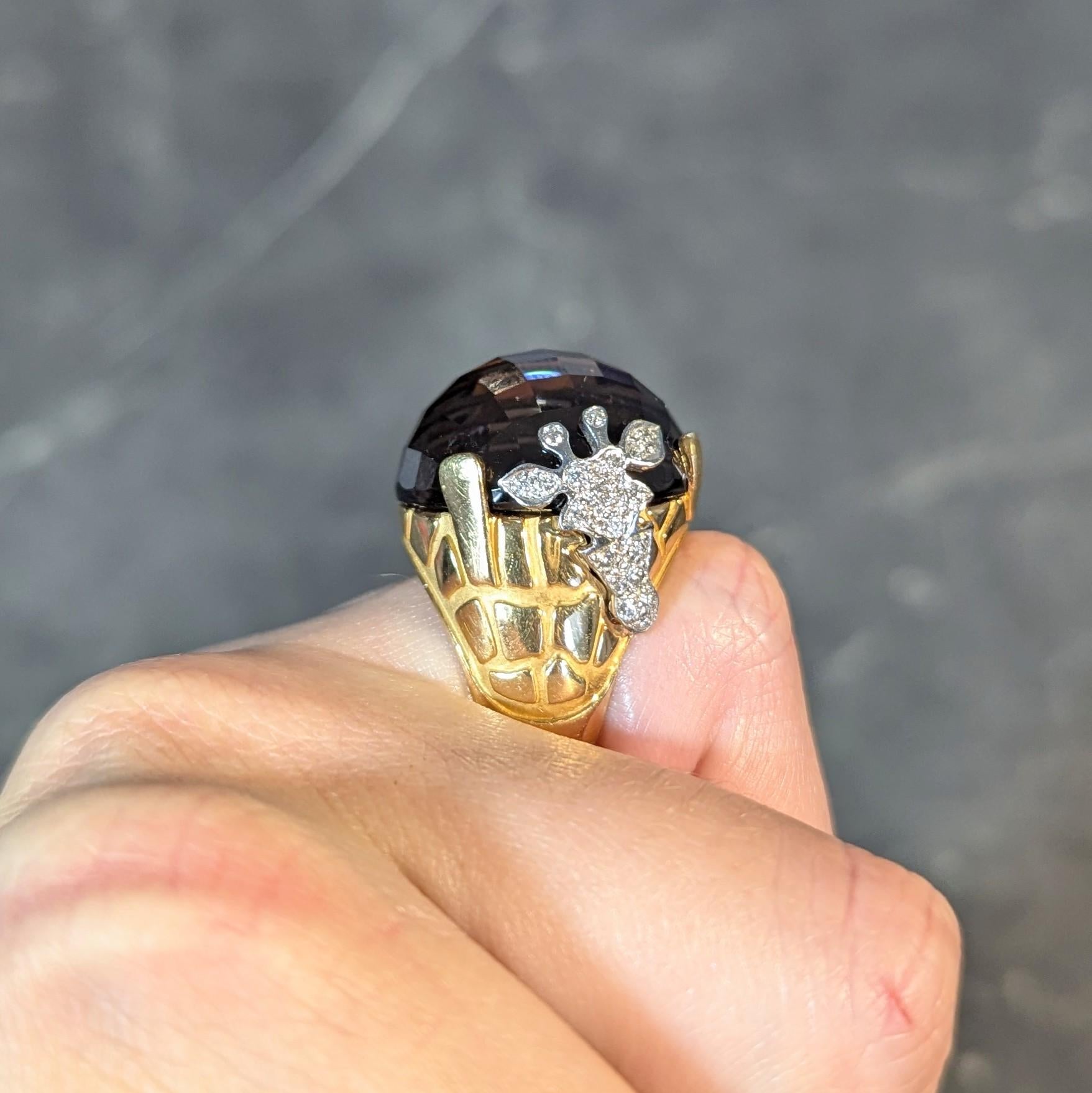 Carrera y Carrera Diamond Smoky Quartz 18 Karat Two-Tone Gold Giraffe Ring