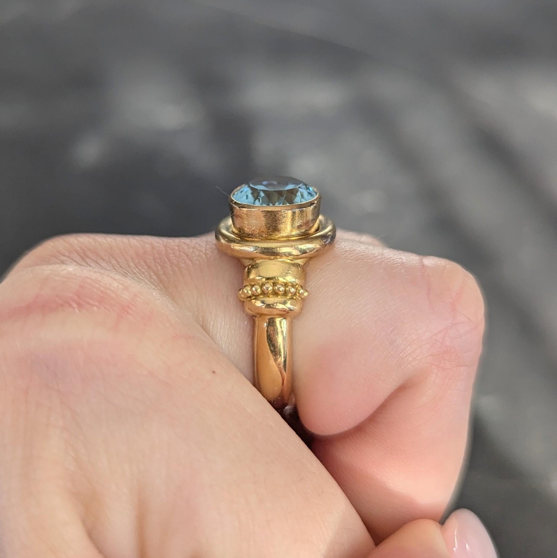 Elizabeth Locke 5.04 CTW Aquamarine 18K Yellow Gold Vintage Cocktail Ring