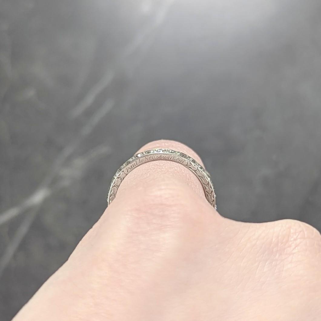 1917 Edwardian Old European Diamond Platinum Vintage Eternity Wedding Band Ring