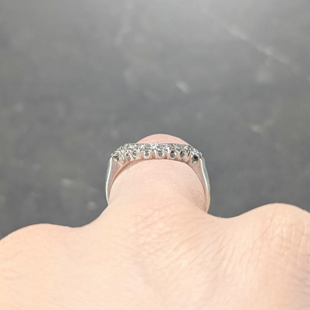 Mid-Century Diamond Platinum Vintage Contour Wedding Band Ring