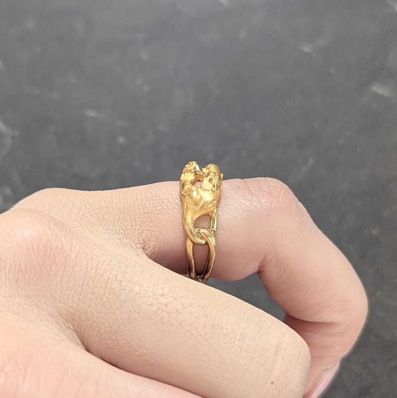 Carrera y Carrera 1990's 18K Yellow Gold Vintage Interlocking Panther Band Ring