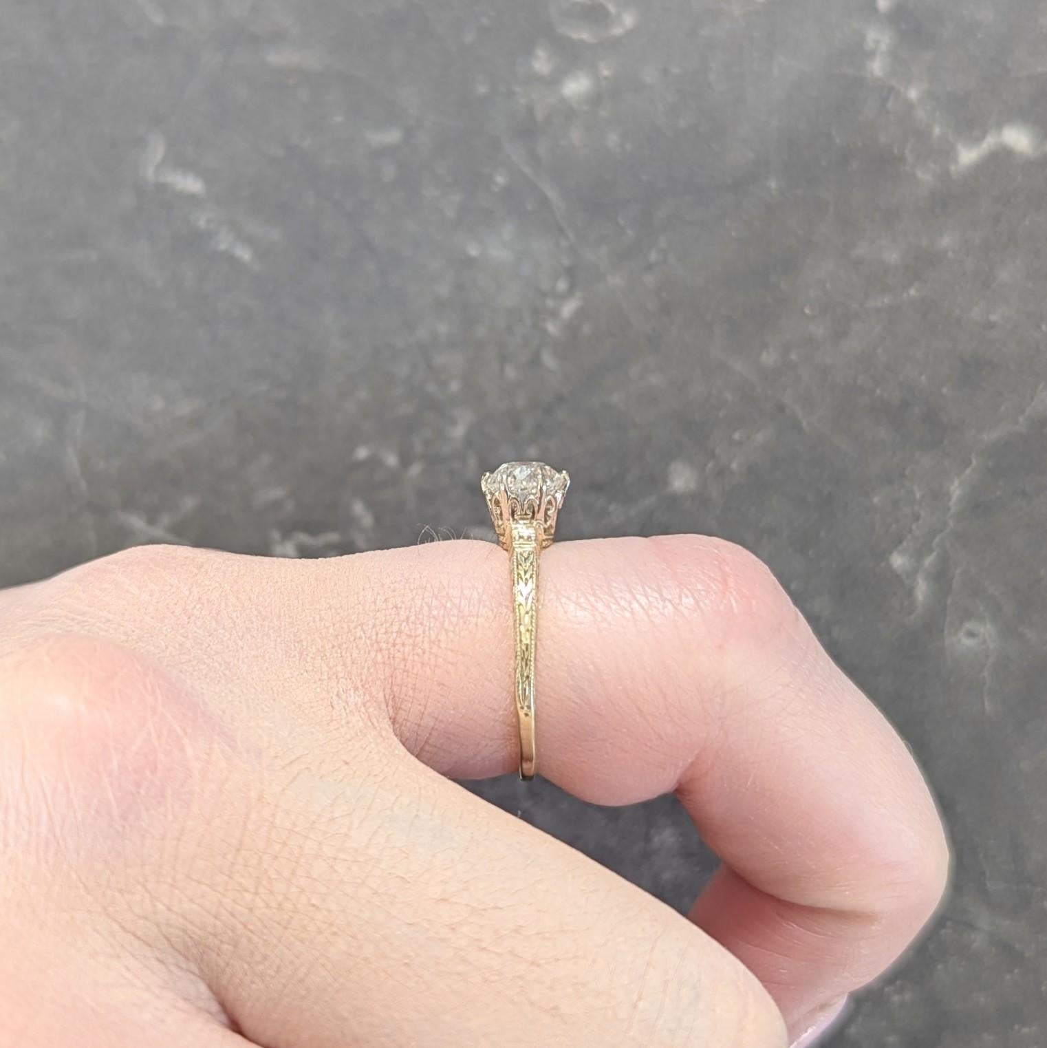 Victorian Old Mine Diamond 14 Karat Yellow Gold Antique Engagement Ring