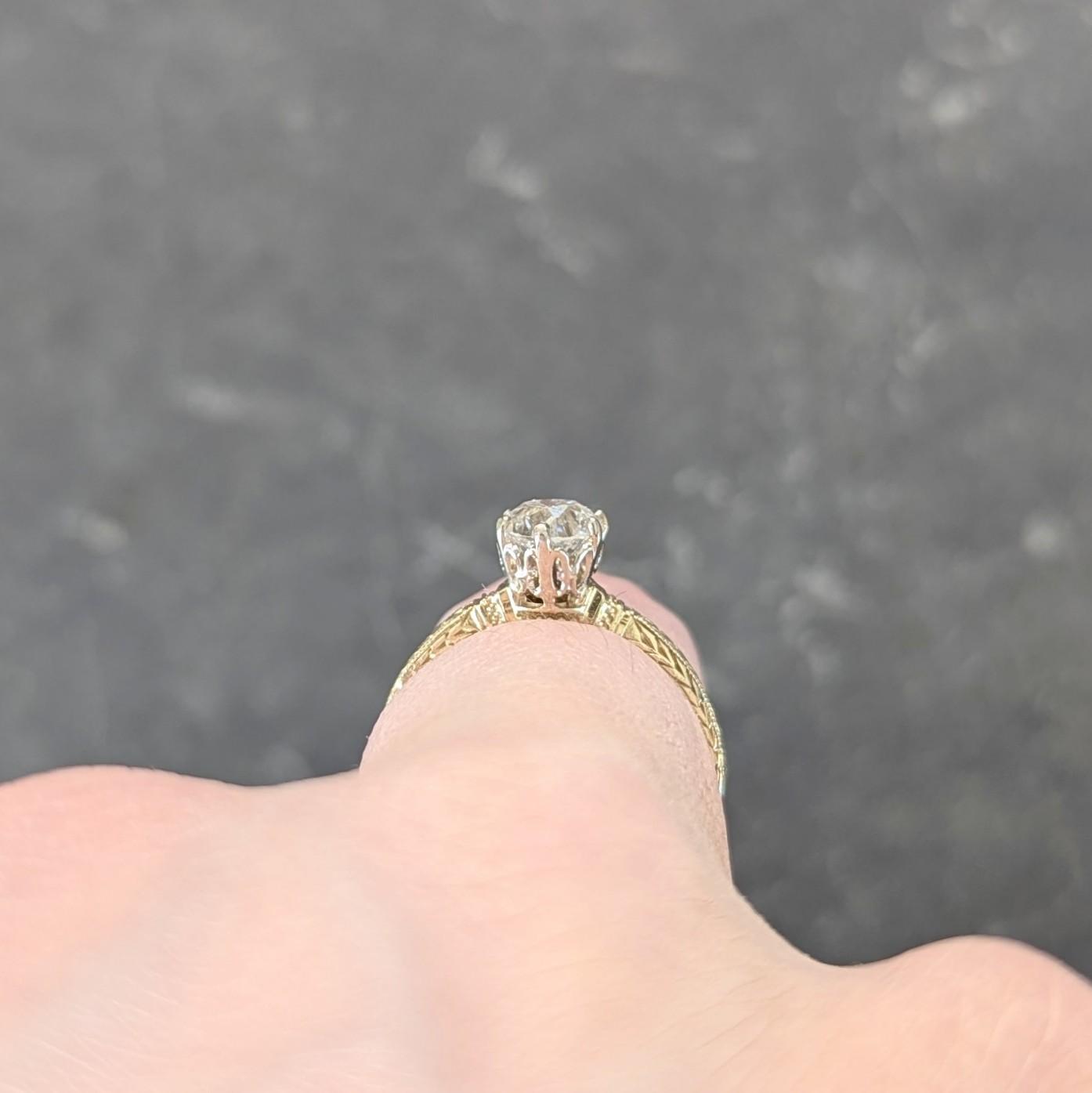 Victorian Old Mine Diamond 14 Karat Yellow Gold Antique Engagement Ring