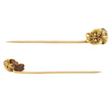 Art Nouveau Diamond 14 Karat Yellow Gold Antique Pansy Face Stickpin