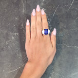 Contemporary 17.90 CTW Tanzanite Diamond Platinum Stepped Cocktail Ring