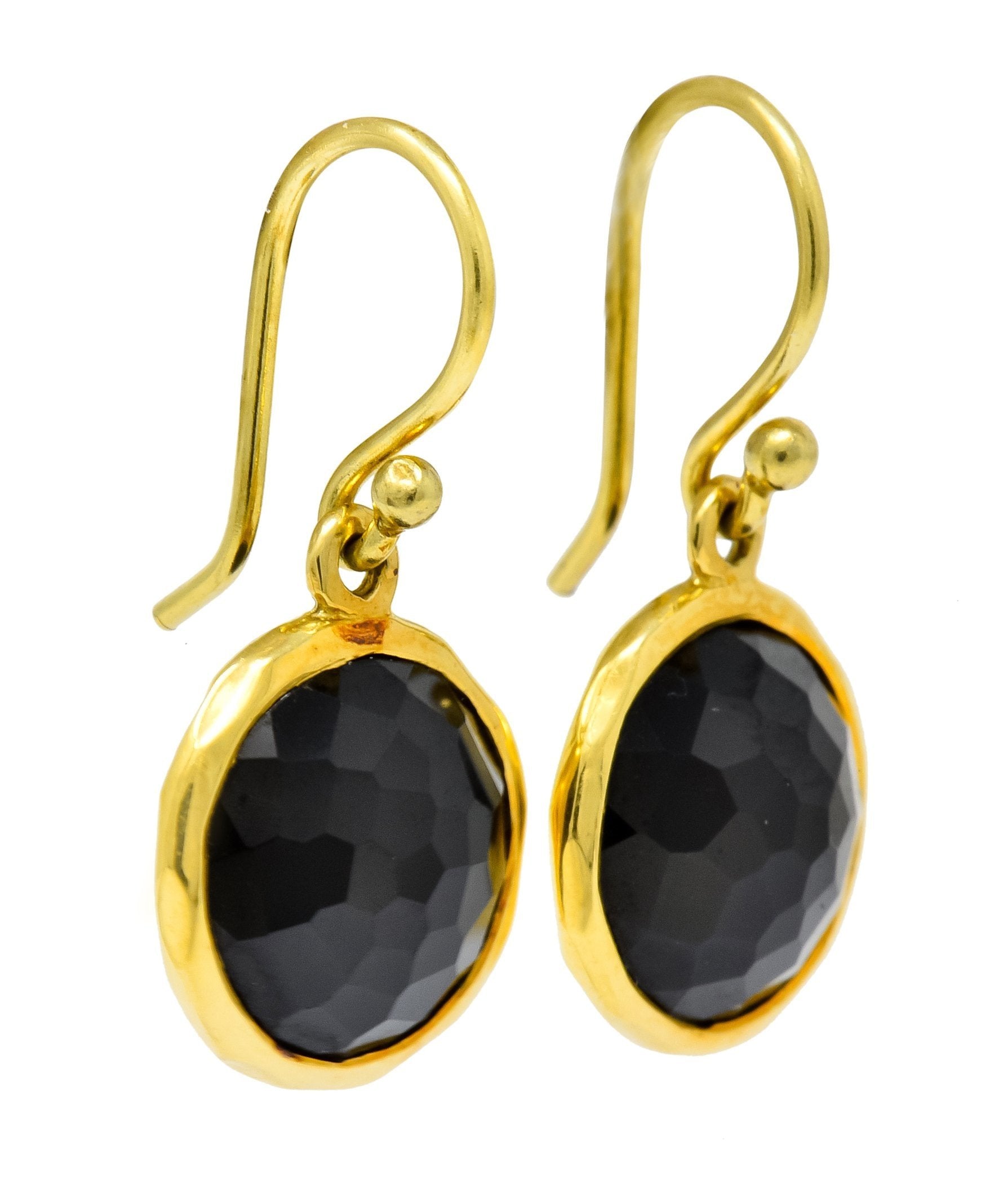 Ippolita Faceted Onyx 18 Karat Gold Lollipop Drop Earrings - Wilson's Estate Jewelry