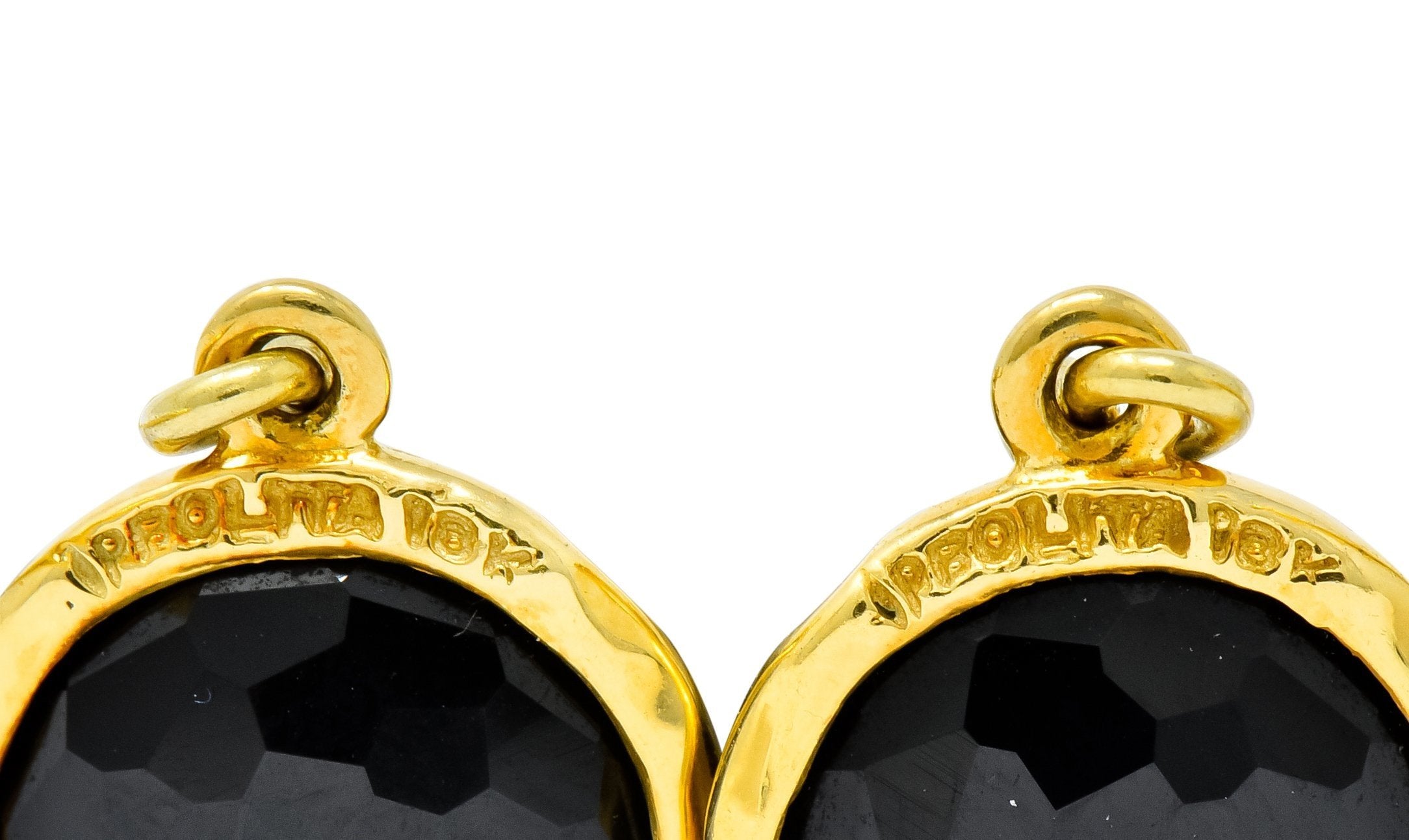 Ippolita Faceted Onyx 18 Karat Gold Lollipop Drop Earrings - Wilson's Estate Jewelry