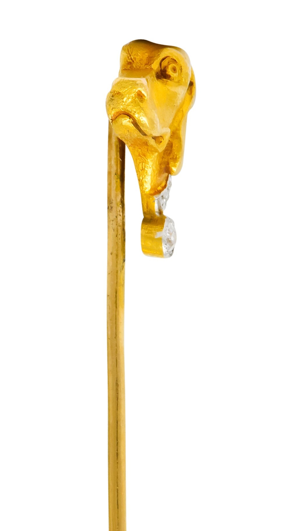 Edwardian Diamond Platinum-Topped 14 Karat Gold Labrador Dog Stickpin - Wilson's Estate Jewelry