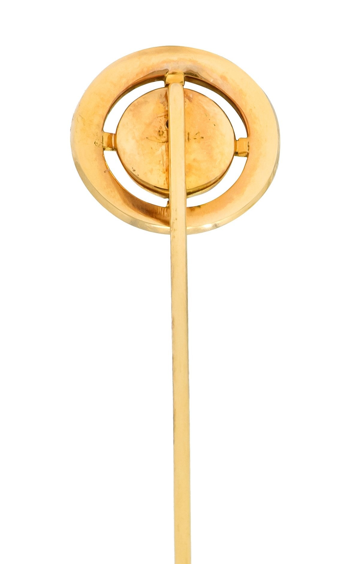 Riker Brothers Garnet Cabochon Enamel 14 Karat Gold Greek Key Stickpin - Wilson's Estate Jewelry