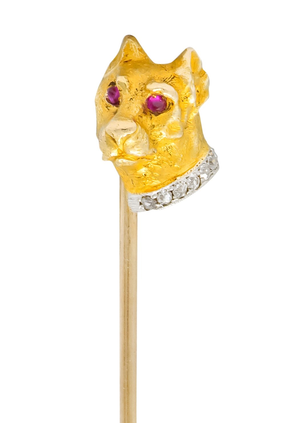 Edwardian Diamond Platinum-Topped 14 Karat Gold Dog Stickpin - Wilson's Estate Jewelry