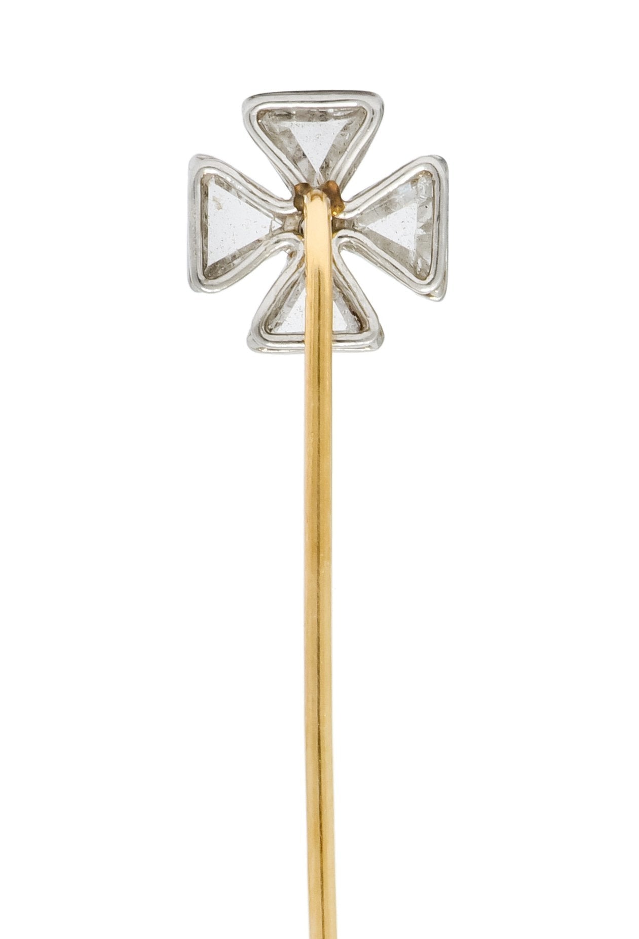 Edwardian Diamond Platinum-Topped 14 Karat Gold Maltese Cross Stickpin - Wilson's Estate Jewelry