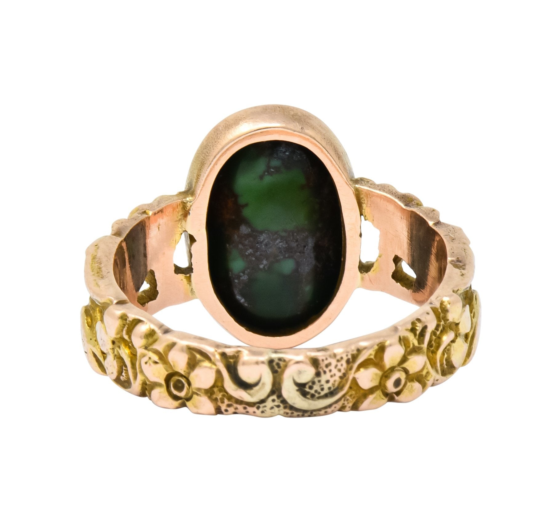 1900 Art Nouveau Turquoise 14 Karat Gold Simargl Band Ring - Wilson's Estate Jewelry