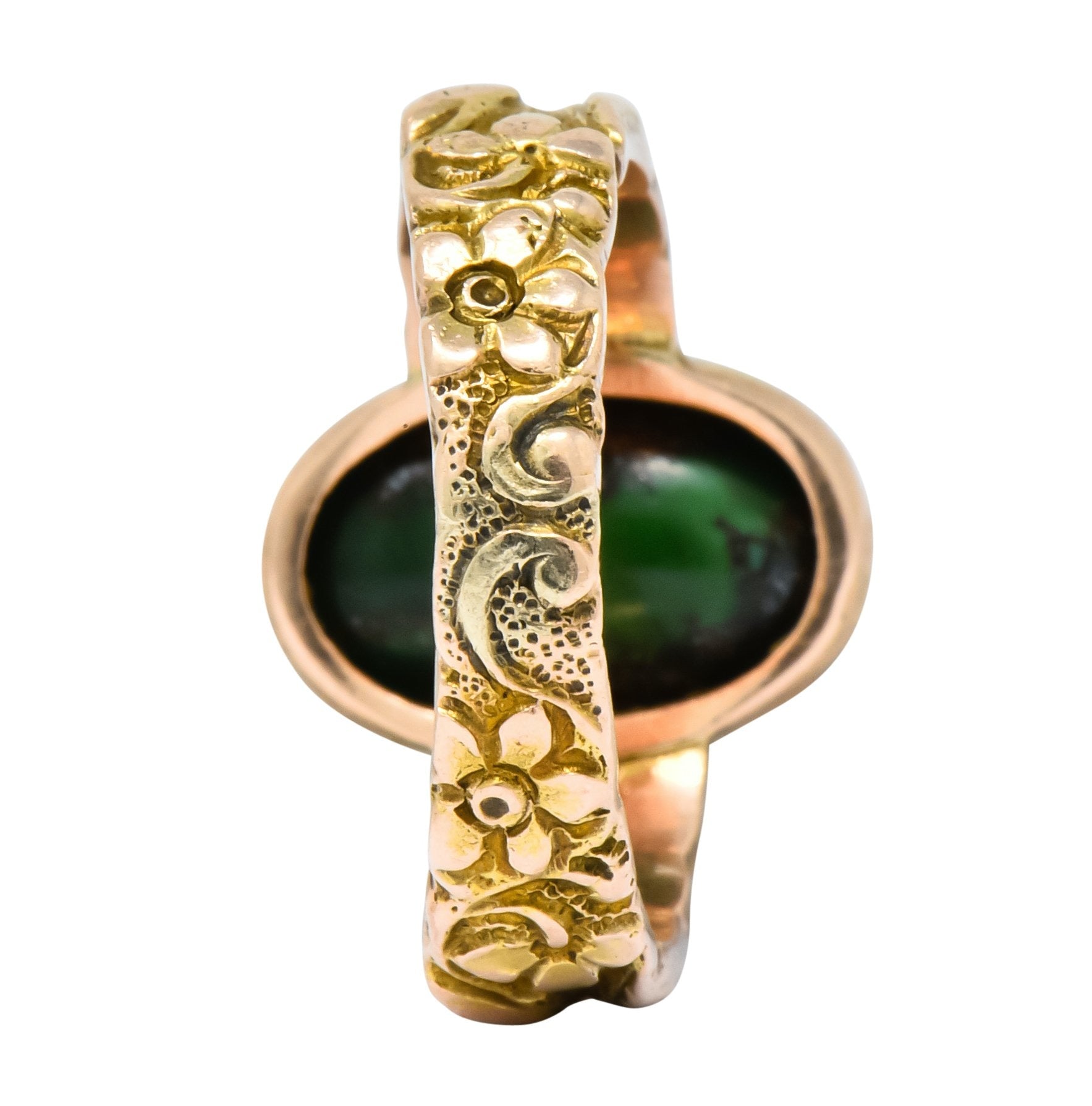 1900 Art Nouveau Turquoise 14 Karat Gold Simargl Band Ring - Wilson's Estate Jewelry