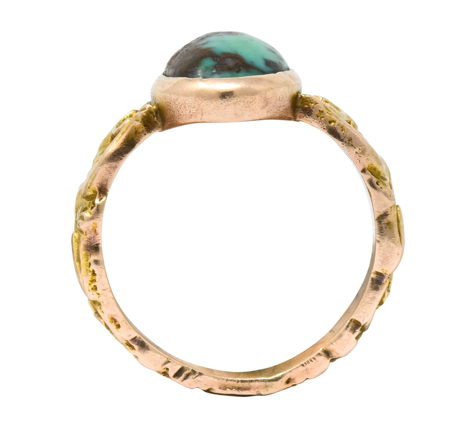 1900 Art Nouveau Turquoise 14 Karat Gold Simargl Band Ring - Wilson's Estate Jewelry