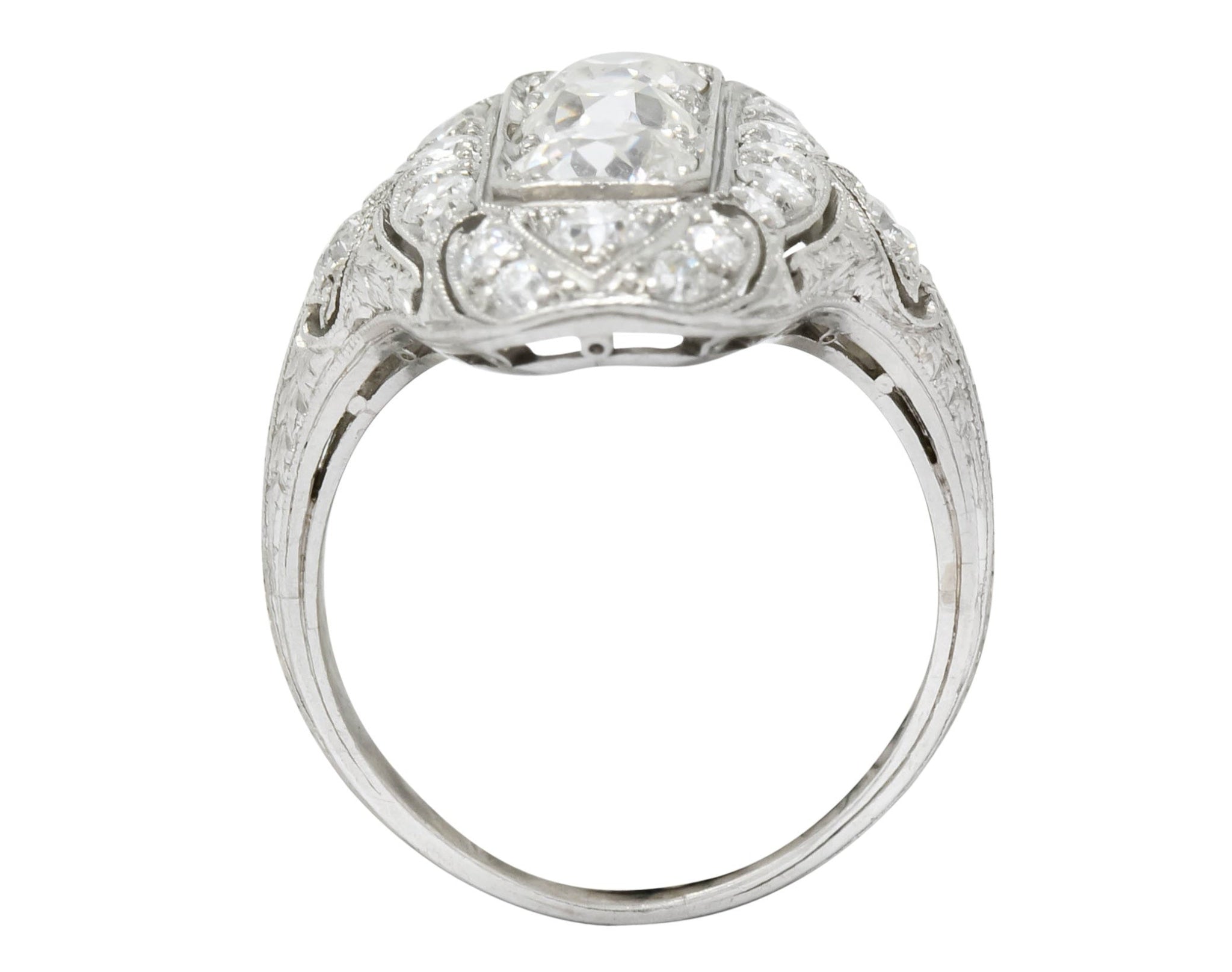 1915 Edwardian 2.40 CTW Old European Diamond Platinum Dinner Ring - Wilson's Estate Jewelry