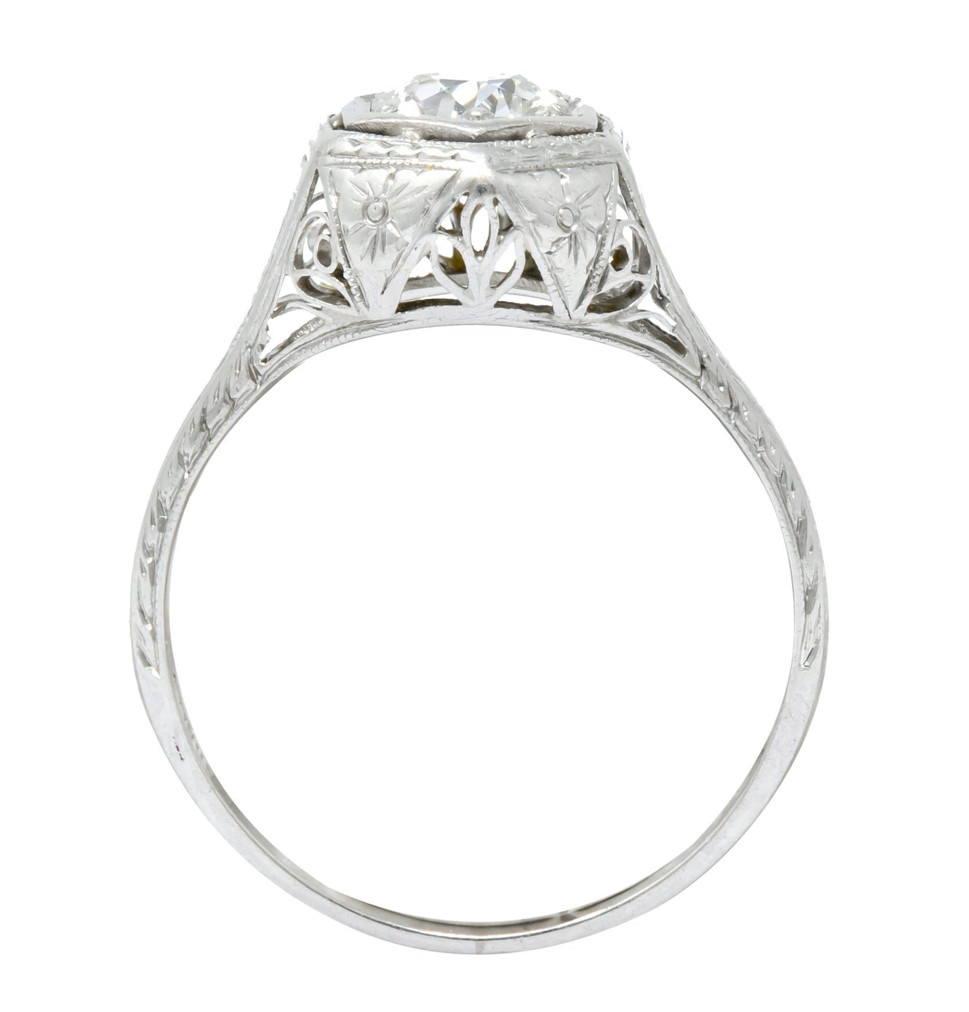 1915 Edwardian .63 CTW Old European Cut Diamond Platinum Engagement  Ring - Wilson's Estate Jewelry