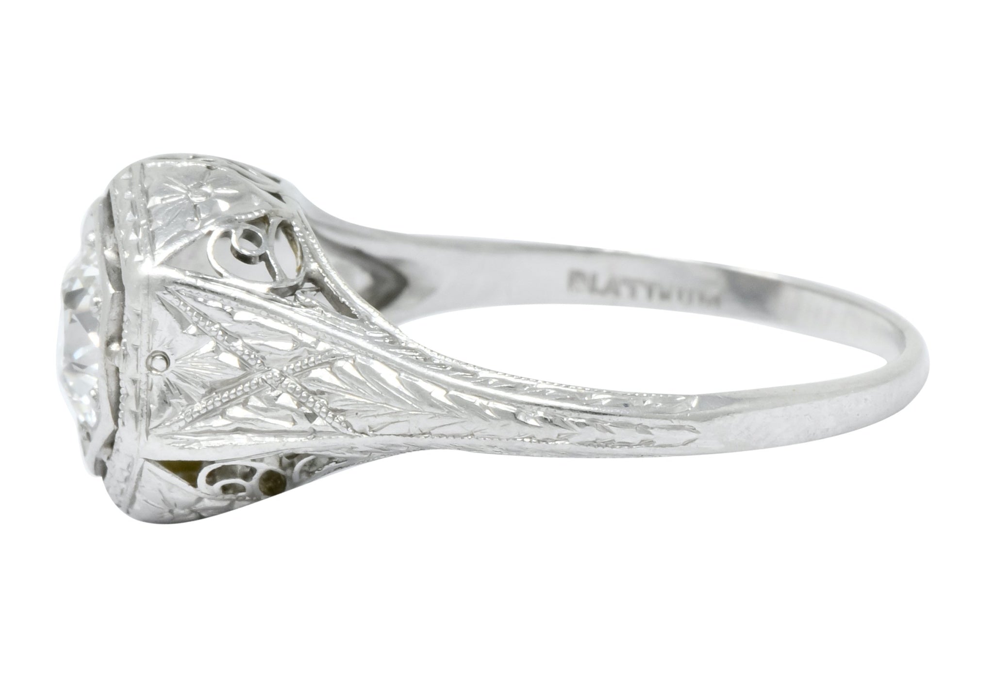 1915 Edwardian .63 CTW Old European Cut Diamond Platinum Engagement  Ring - Wilson's Estate Jewelry