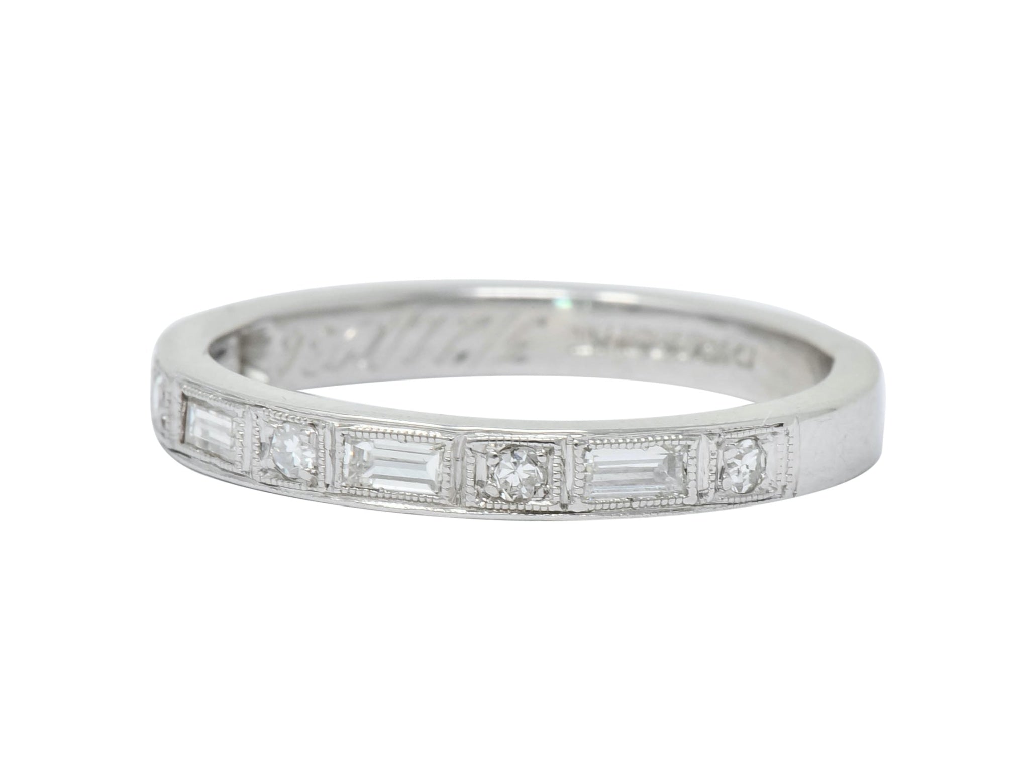 1930 Art Deco Baguette Single Cut Diamond Platinum Anniversary Band Ring - Wilson's Estate Jewelry