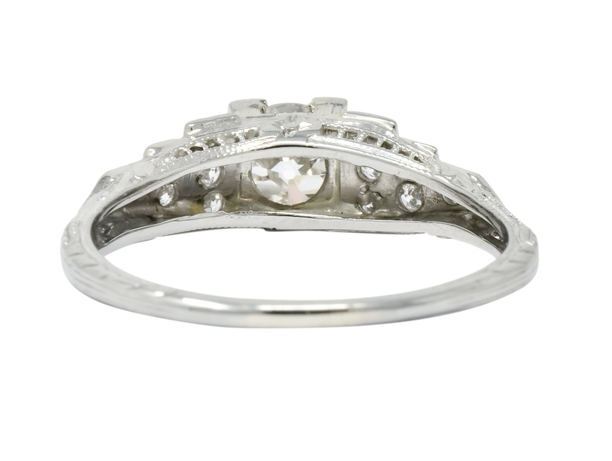 1930's Art Deco 0.81 CTW Diamond 18 Karat White Gold Engagement Ring - Wilson's Estate Jewelry