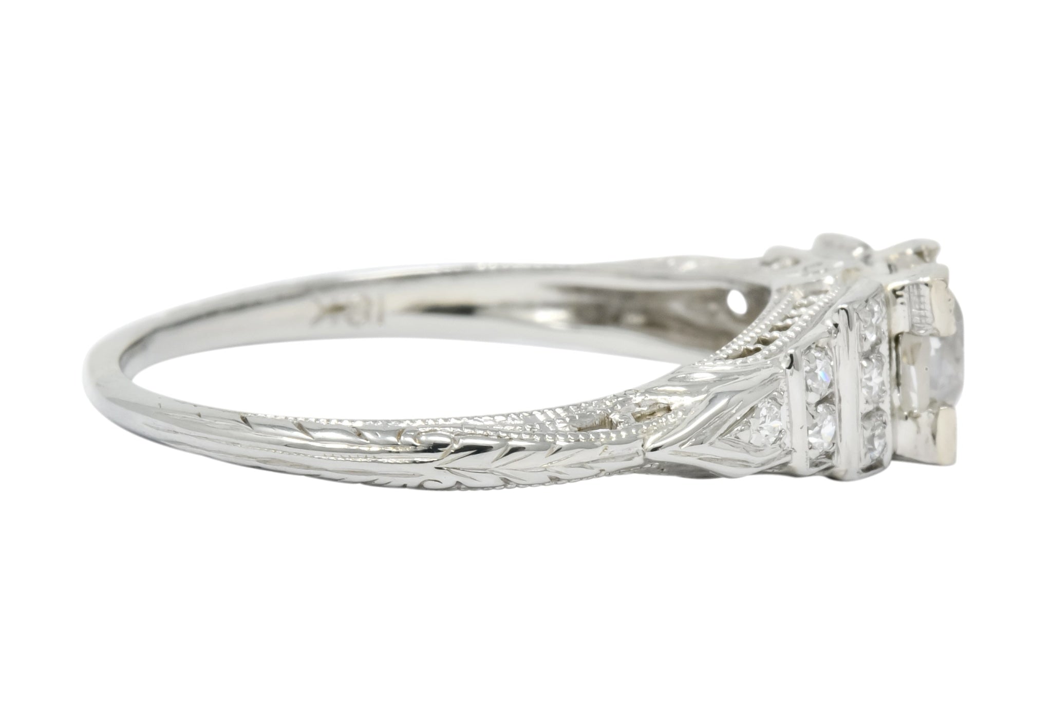 1930's Art Deco 0.81 CTW Diamond 18 Karat White Gold Engagement Ring - Wilson's Estate Jewelry