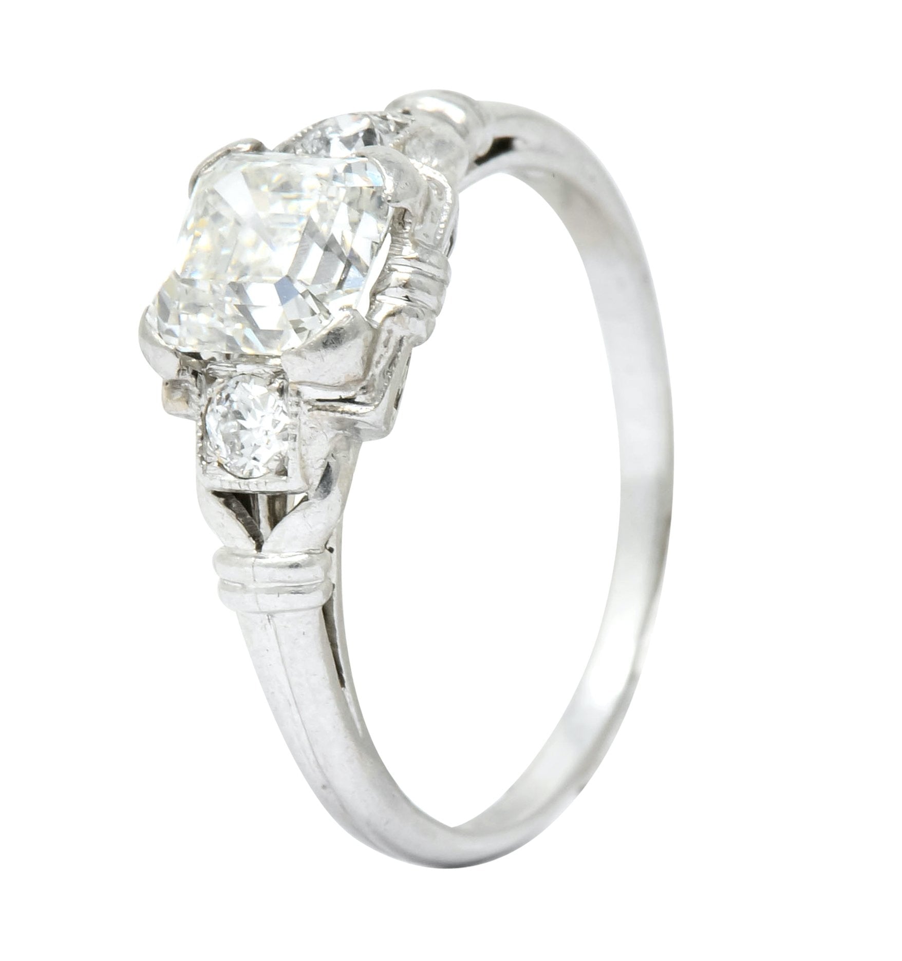 1940 Retro 1.35 CTW Asscher Diamond Platinum Engagement Ring - Wilson's Estate Jewelry