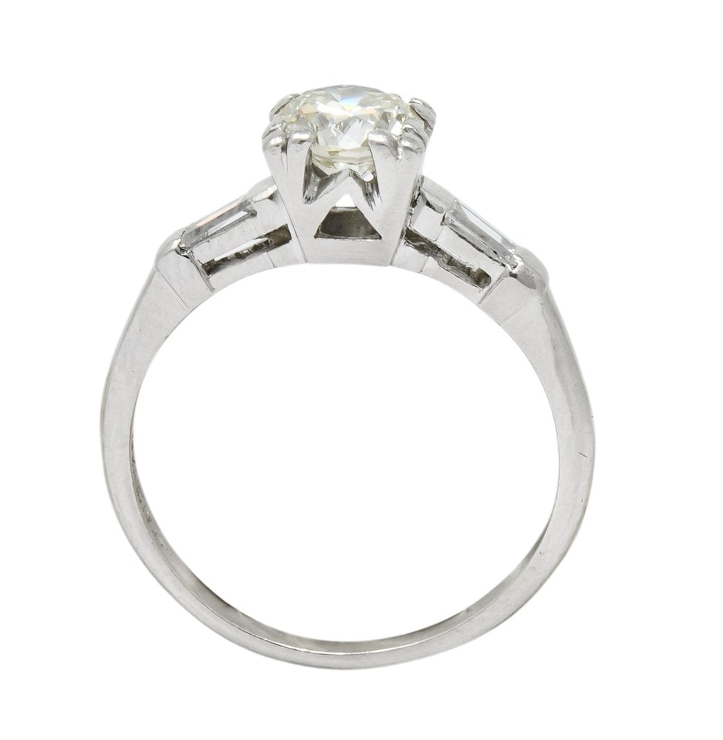 1940's Retro 1.08 CTW Diamond Platinum Engagement Ring - Wilson's Estate Jewelry