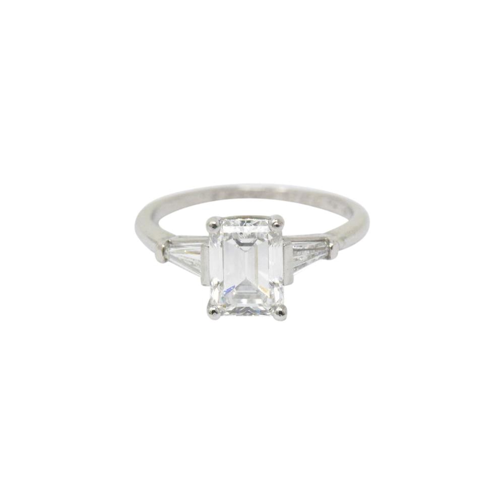 1950's Bailey Banks and Biddle 1.93CTW Emerald Cut Diamond & Platinum Engagement Ring GIA Wilson's Estate Jewelry