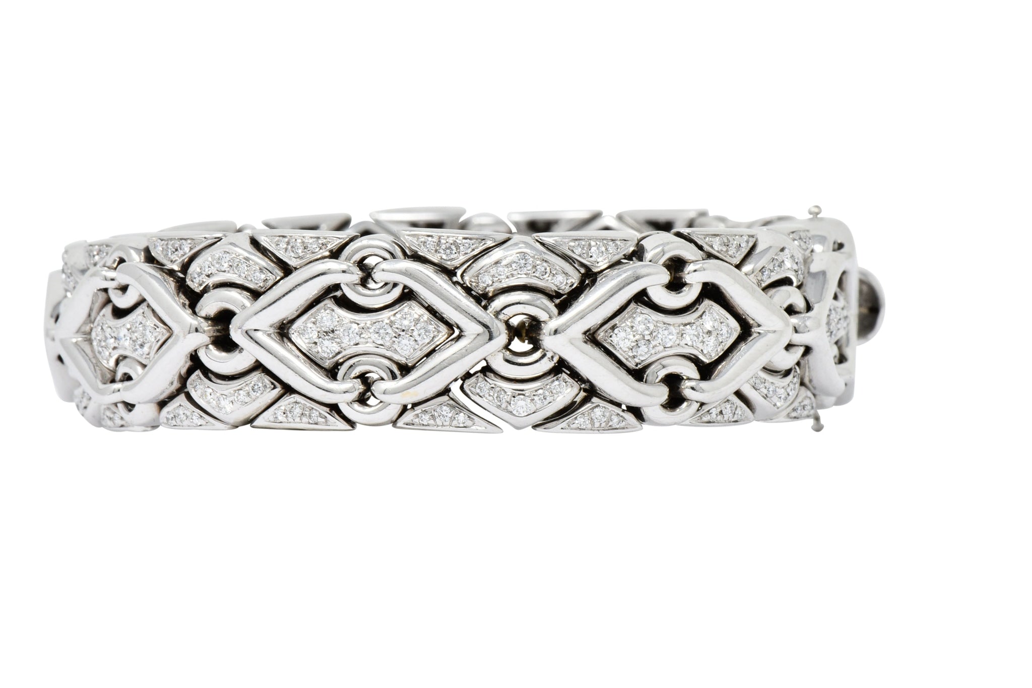 1980's Bulgari 2.40 CTW Diamond 18 Karat White Gold Trika Link Bracelet - Wilson's Estate Jewelry