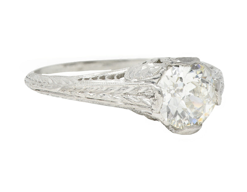 Art Deco 0.90 CTW Diamond Platinum Wheat Loop Vintage Engagement Ring