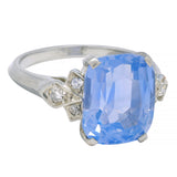 Mid-Century 6.60 CTW No Heat Ceylon Sapphire 18 Karat Gold Vintage Ring GIA