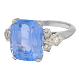 Mid-Century 6.60 CTW No Heat Ceylon Sapphire 18 Karat Gold Vintage Ring GIA