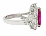 Contemporary 5.11 CTW Pear Cut Mozambique No Heat Ruby Diamond Ring AGL