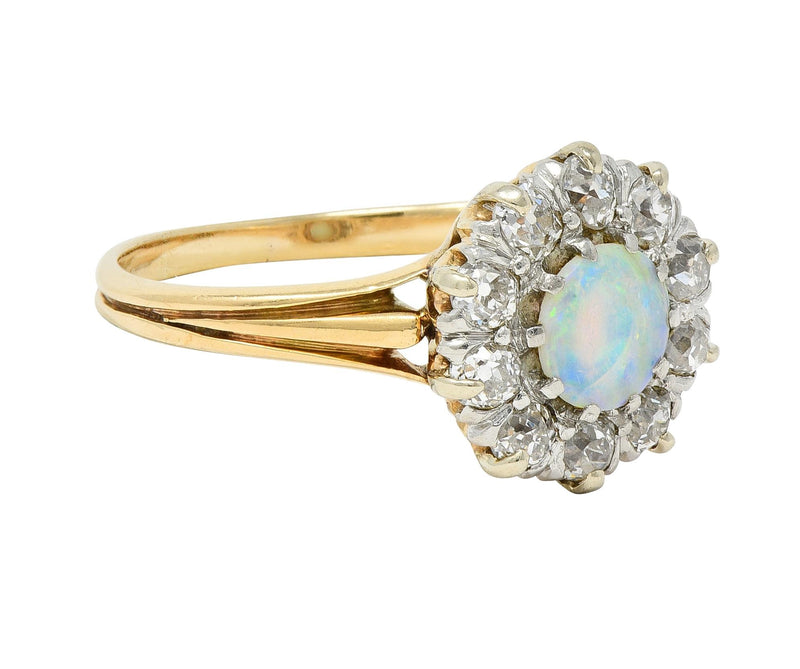 Antique Victorian Ring 18k Gold Diamonds Emeralds natural Opal great c –  Brenda Ginsberg Antique Jewelry