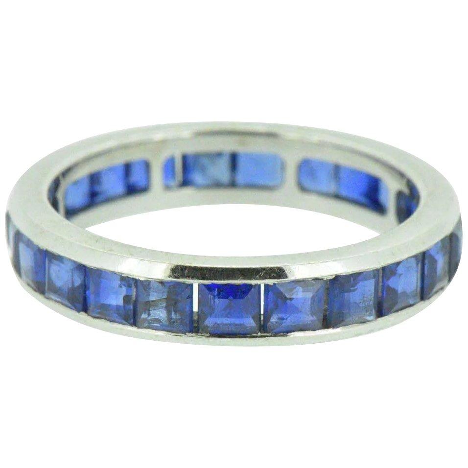 3.60 Carat Art Deco Stackable Sapphire Eternity Band Ring Wilson's Estate Jewelry