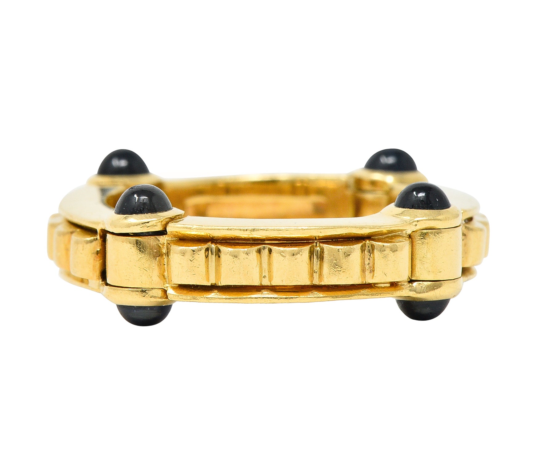 Bulgari 1990s 1.12 CTW Sapphire Cabochon 18 Karat Gold Hinged Vintage Band Ring Wilson's Estate Jewelry