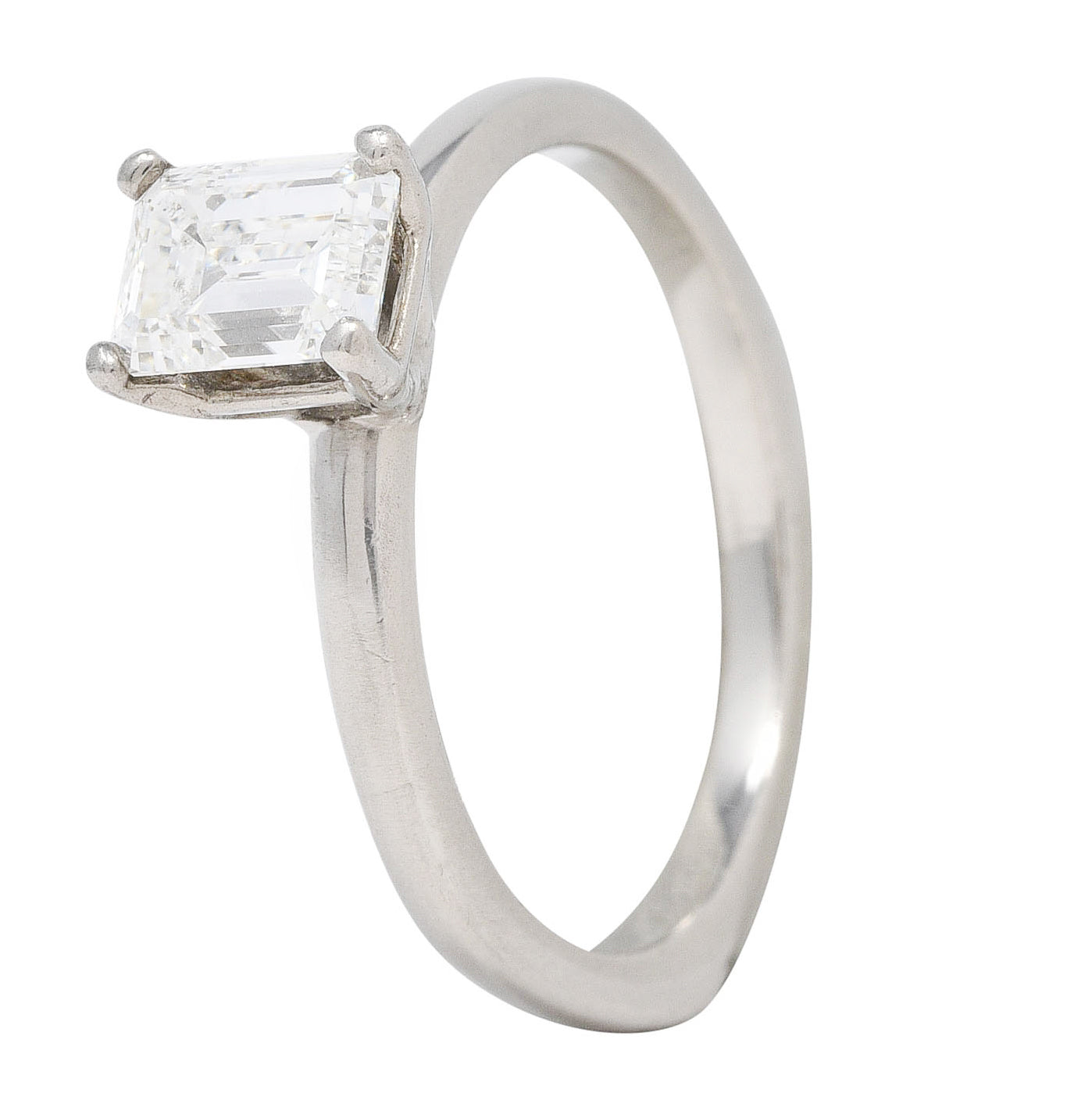 Contemporary 1.09 CTW Emerald Cut Diamond Palladium Engagement Ring GIA Wilson's Estate Jewelry