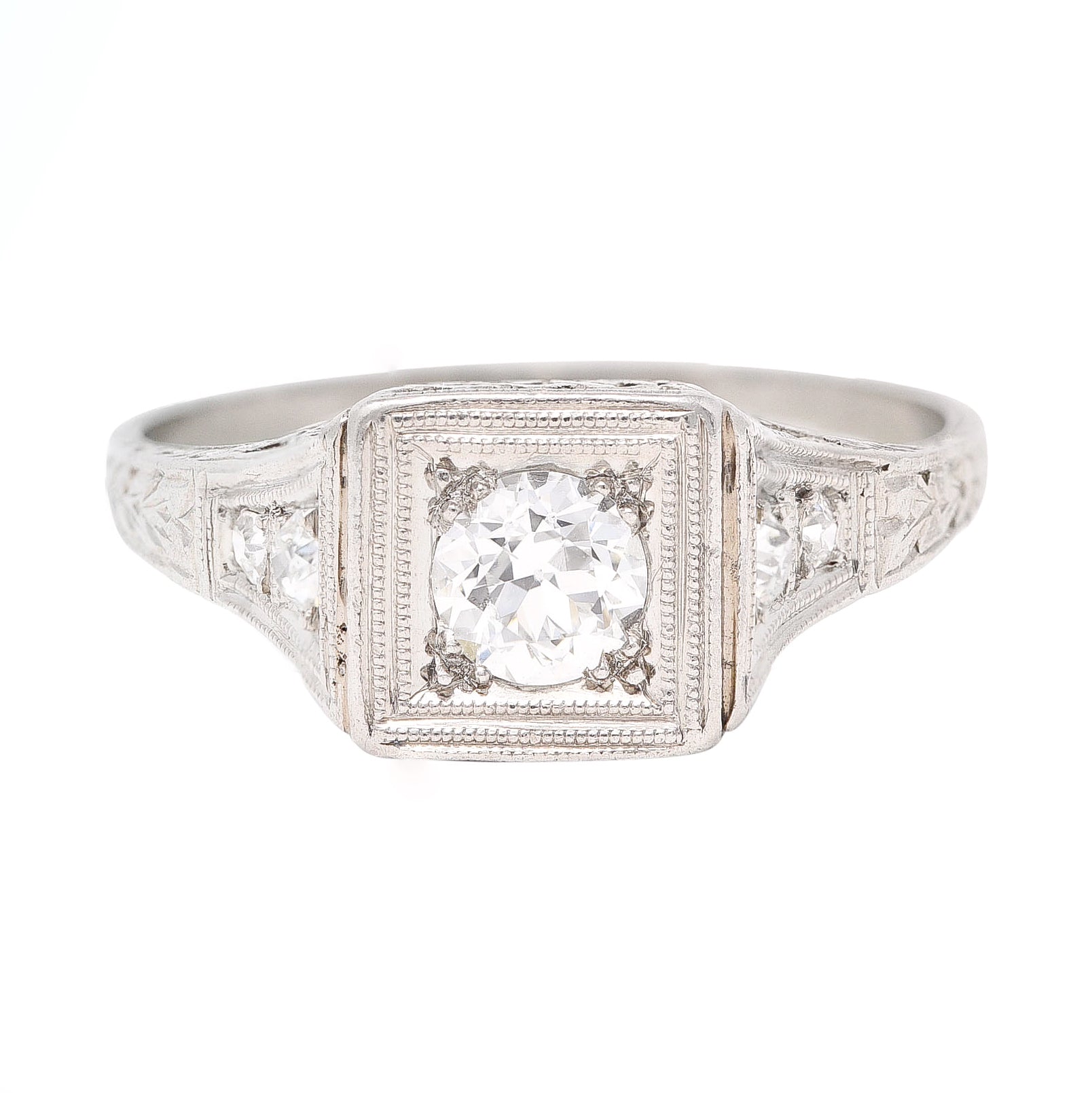 Art Deco 0.46 CTW Diamond Platinum Trellis Engagement Ring Wilson's Estate Jewelry